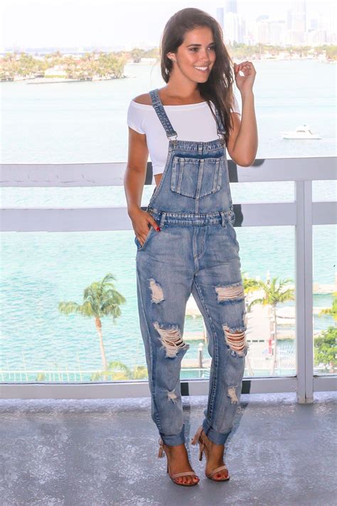 Denim Distressed Overalls Online Boutiques Saved By The Dress