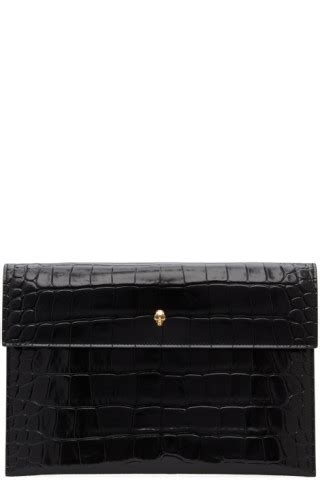 Alexander McQueen Black Skull Envelope Pouch SSENSE