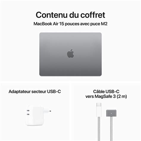 Apple MacBook Air M2 15 pouces 2023 Gris sidéral 16 Go 512 Go