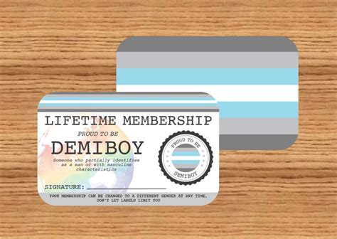 Demiboy Lifetime Membership Card Gay Pride Card Lgbt Identity Card