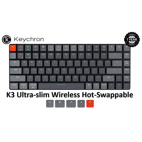 Keychron K3 Hot Swappable Ultra Slim Wireless RGB Low Profile Keyboard 75 Type C Hot