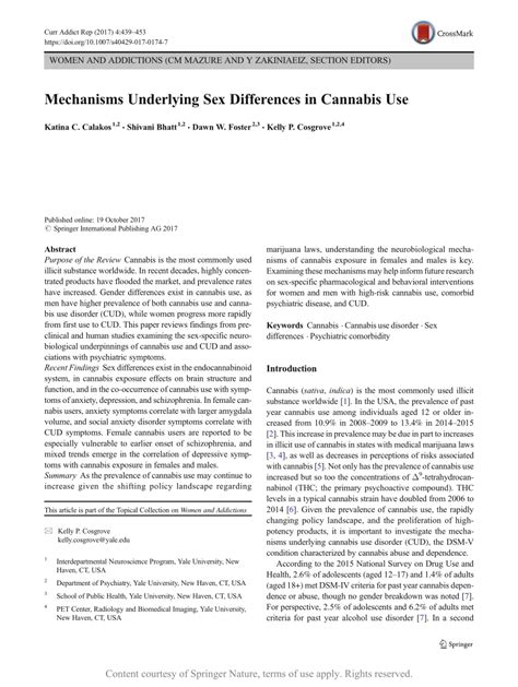 Mechanisms Underlying Sex Differences In Cannabis Use Request PDF