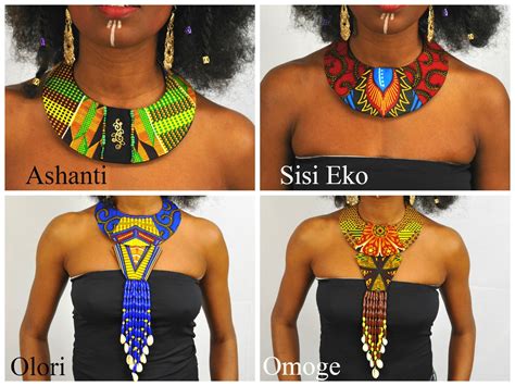 Handmade Fabric Dashiki Kente Ankara African Print Rope Necklace Collar Fabric Bib Collar