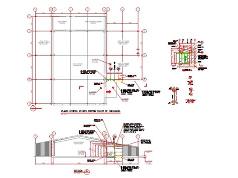 Estructura De Una Nave Industrial En Autocad Cad Kb Bibliocad