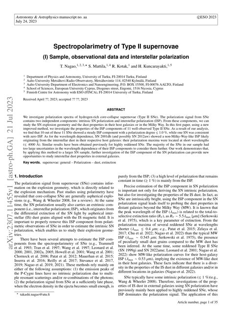 Pdf Spectropolarimetry Of Type Ii Supernovae I Sample Observational Data And Interstellar