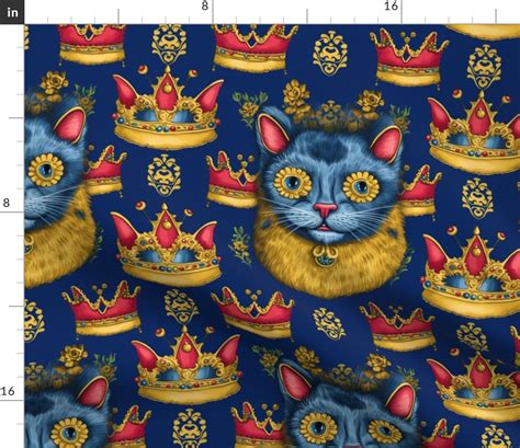 Royal Blue Anthro Cat Inspired By Louis Fabric Spoonflower