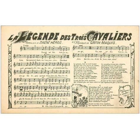 carte postale ancienne PARTITION PAROLES ET MUSIQUES La Légendes des