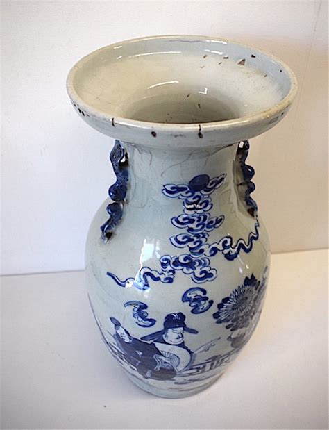 Proantic Vase Porcelaine De Chine C Ladon Blanc Bleu Xix Me D C