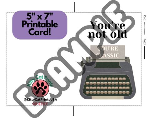 Printable Birthday Card With Funny Typewriter Joke Hilarious Digital ...