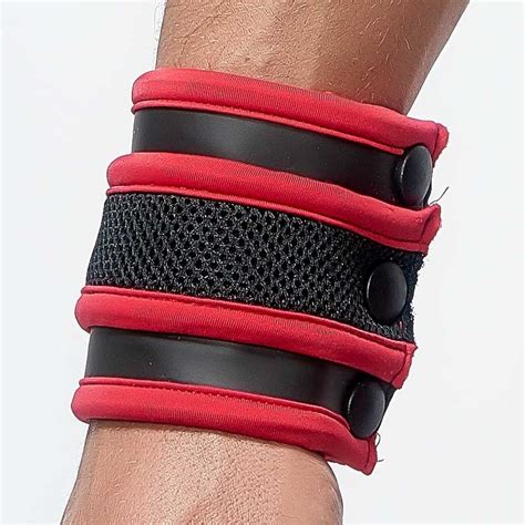 Mister B Neoprene Wrist Wallet With Fetish Hanky Code Red Ff Piping