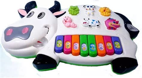 Teclado Piano Infantil Vaquinha Musical Sons E Luz Parcelamento