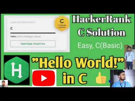 Hello World In C Hackerrank C Solutions Mithu Youtube