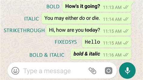 WhatsApp Font Style: (Bold, Italic, Strikethrough, FixedSys, Etc ...