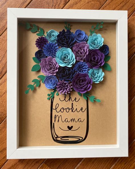 Rolled Flower Mason Jar Shadowbox Flower Shadow Box Cricut Crafts