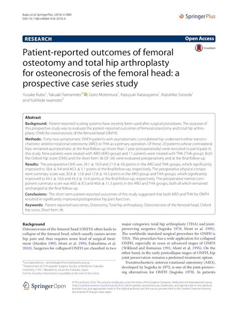 Pdf Patient Reported Outcomes Of Femoral Osteotomy And Total