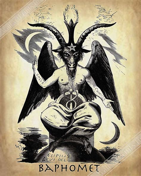 Baphomet Poster Parchment Devil Halloween Wall Art Satanic Etsy