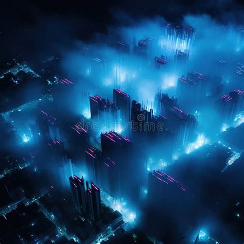 Aerial View Of A Cyberpunk Asian City Digital Networks Urban Landscape