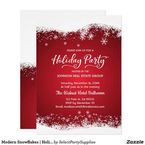 Modern Snowflakes | Holiday Party Invitation | Zazzle