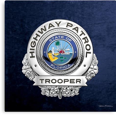 "Florida Highway Patrol - FHP Trooper Badge Badge over Blue Velvet ...