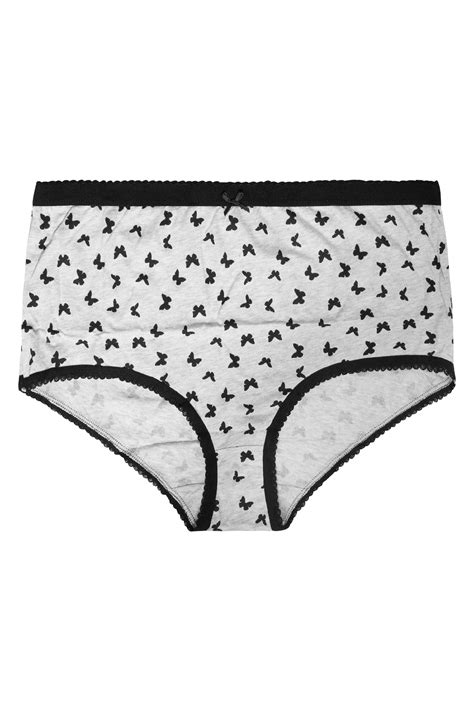 5 Pack Black And White Butterfly Print High Waisted Full Briefs Yours