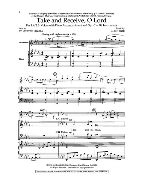 Take And Receive O Lord Satb By Pote A Jw Pepper Sheet Music