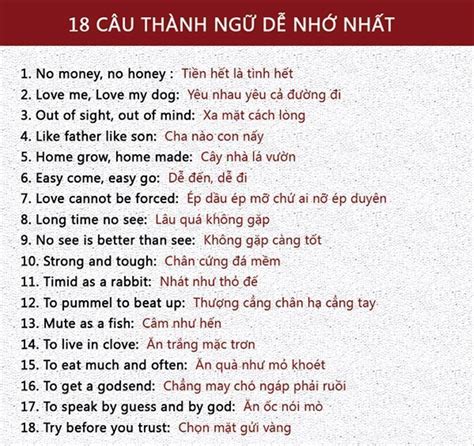 CÁC CÂU THÀNH NGỮ DỄ NHỚ NHẤT TRONG TIẾNG ANH TRUNG TÂM ANH NGỮ