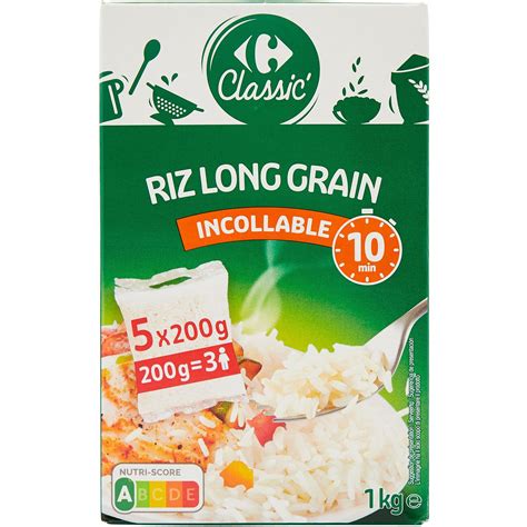 Riz Long Grain Incollable 10 Min CARREFOUR CLASSIC Les 5 Sachets De