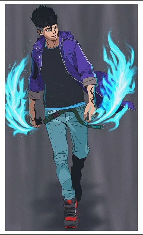 Blue Flame Boy Anime Crossover Blue Flames Concept Art