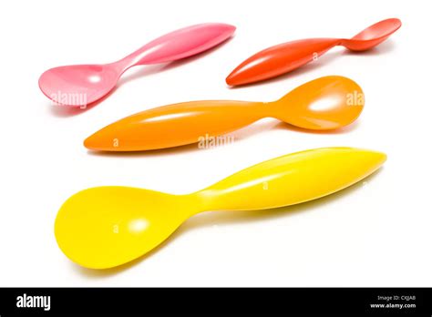 Colorful Spoons Isolated On White Stock Photo Alamy