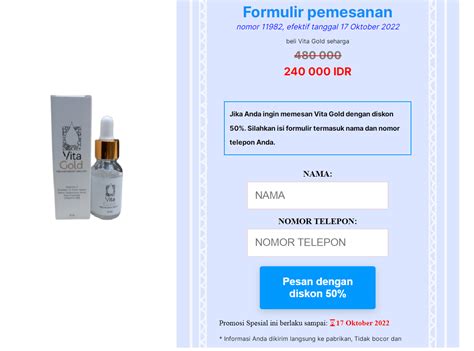 Vita Gold Serum Ulasan Bahan Harga Efek Samping Asli Manfaat