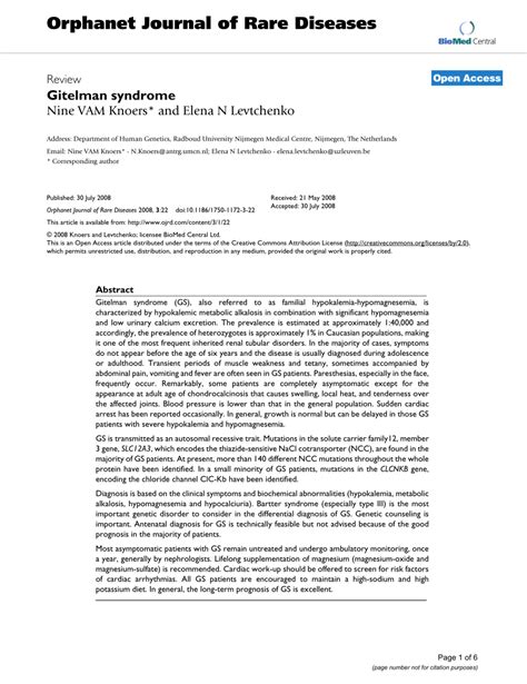 (PDF) Gitelman syndrome