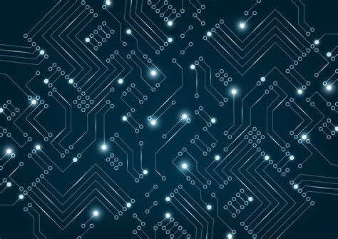 Abstract Futuristic Circuit Board On Dark Blue Background Digital