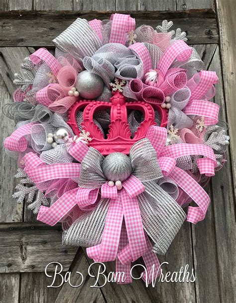 Pink Bling Winter Custom Order By Ba Bam Wreaths Wreaths Diy Wreath