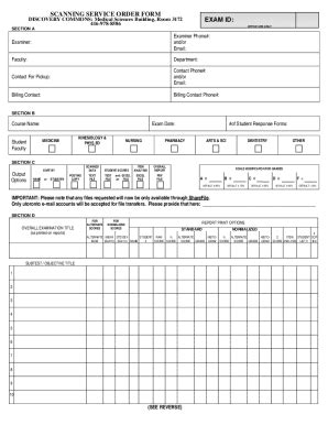 Fillable Online Scanning Service Order Form Discovery Commons Fax