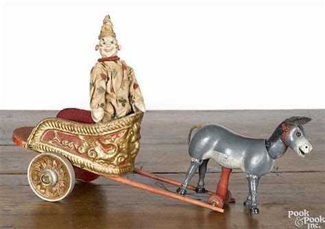 Rare Schoenhut Clown And Burro Chariot Pull Toy The Clown With A Two