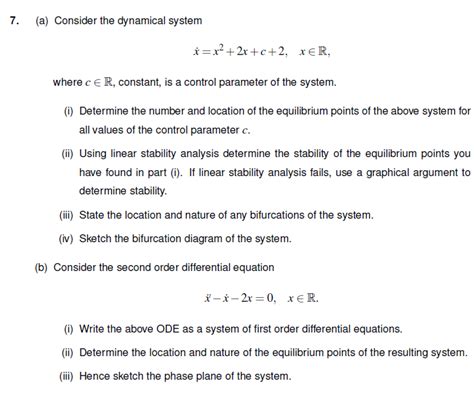 Solved A Consider The Dynamical System X X X C Chegg