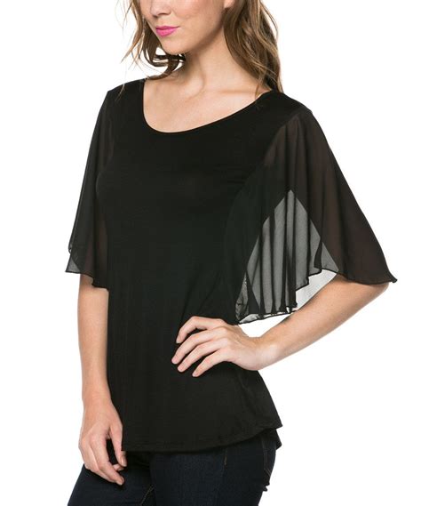 Black Flutter Sleeve Top