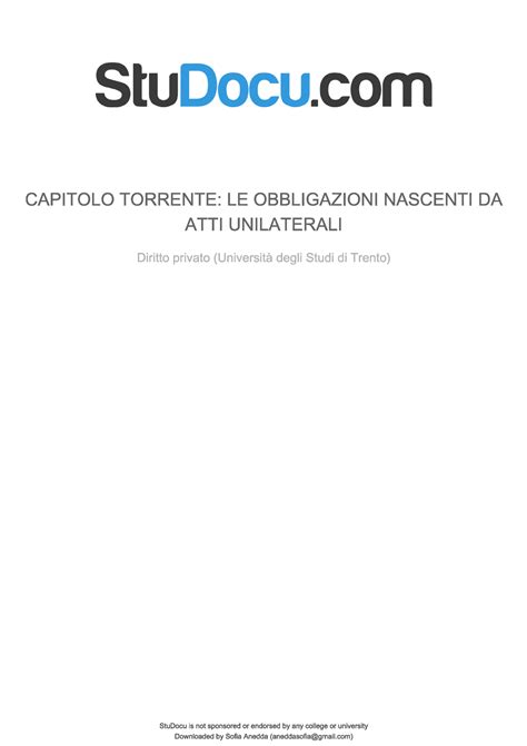 Capitolo Torrente LE Obbligazioni Nascenti DA ATTI Unilaterali