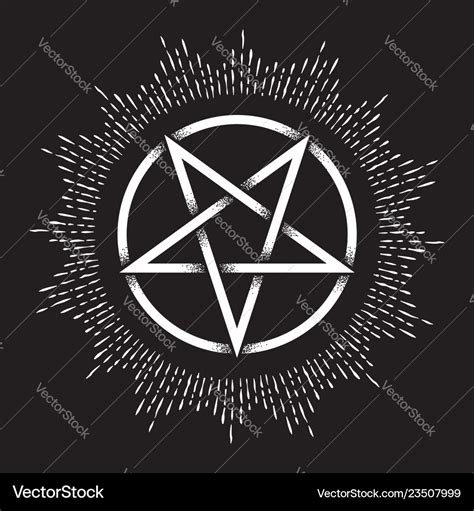 Inverted Pentagram Dot Work Ancient Pagan Symbol Vector Image