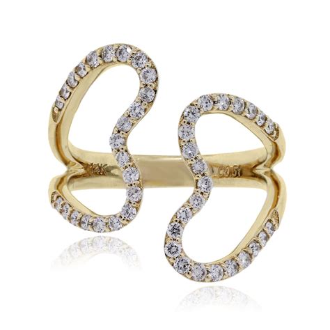 Yellow Gold Open Heart diamond ring 14k gold heart ring