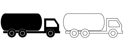 Side View Tank Truck Icon Set Isolated On White Background Gasoline