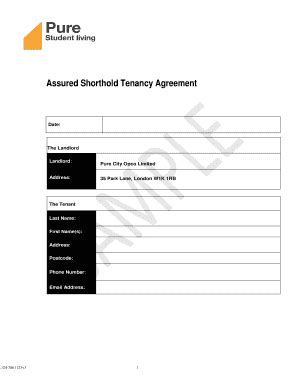 Fillable Online Assured Shorthold Tenancy Agreement Pure Student