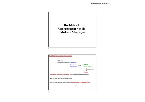 Hoofdstuk 2 Chemie Hoofdtuk 2 Hoofdstuk 2 Atoomstructuur En De