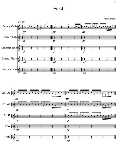 First Sheet Music For Voice Oohs Choir Aahs Electric Bass Piano