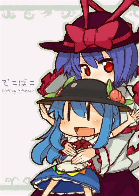 Safebooru Arai Seiryuu Blue Hair Blush Bow Food Fruit Hat Highres