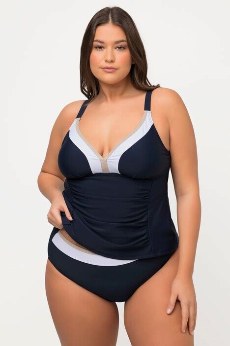 Tankini Zierband Softcups L Ngeres Oberteil Gerafft Marine Ulla