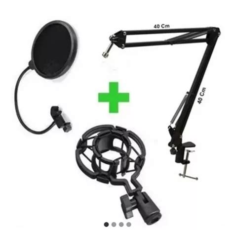 Pedestal Articulado Pop Filter Shock Mount Kit Para Mic