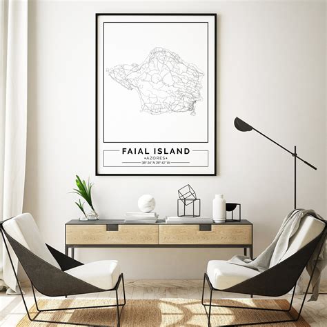 Faial Island Map Print Faial Island Map Poster Faial Island - Etsy