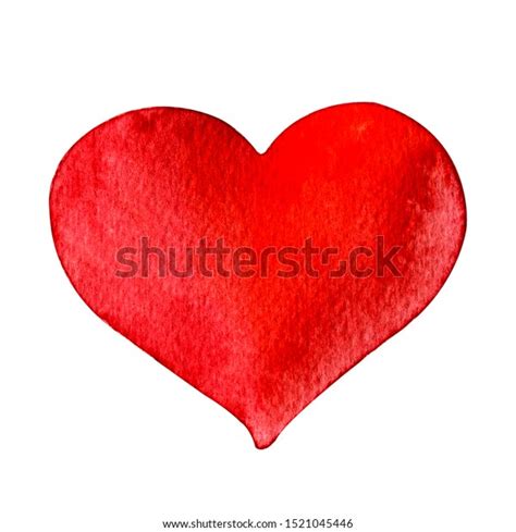 Watercolor Illustrationhand Drawing One Red Heart Stock Illustration