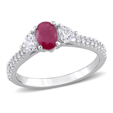 Miabella Women S 3 5 Carat T G W Oval Cut Ruby And 1 2 Carat T W Heart Cut And Round Cut